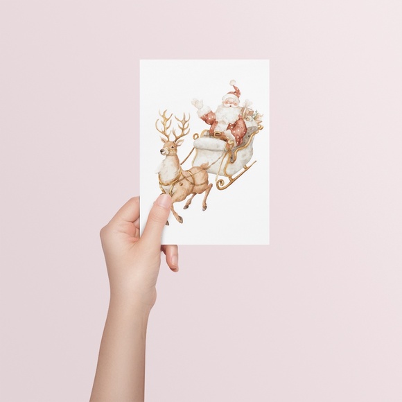 Watercolor Santa Claus Portrait Wall Art Print Poster, Unframed – Joyful Holiday - Picture 5 of 5